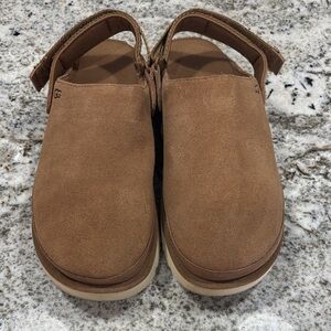 UGG Tan Suede Mules, size 9 1/2.